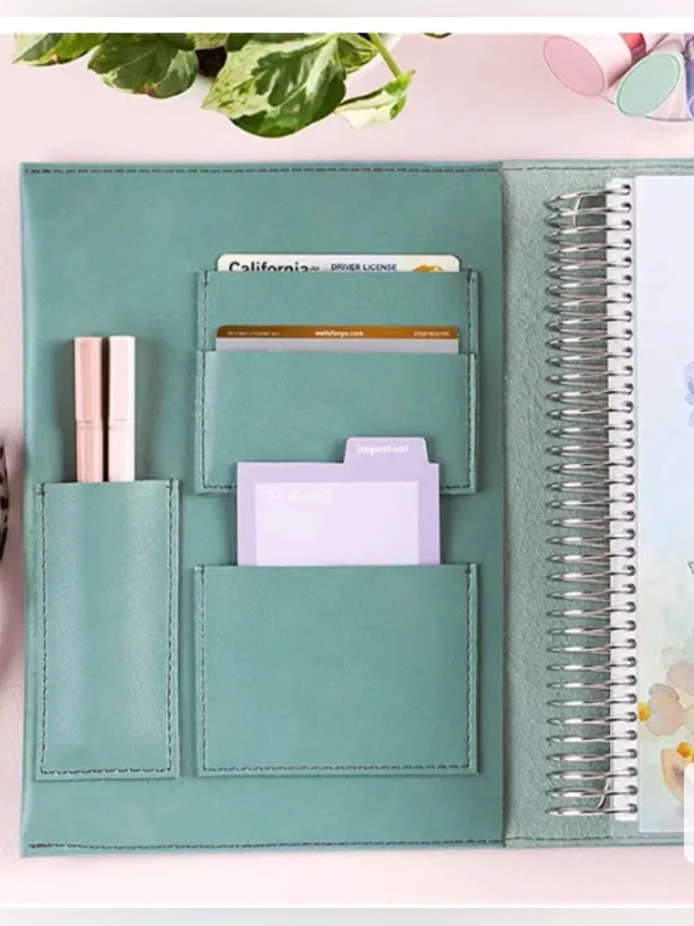 Erin Condren Sage Vegan Leather Folio like new